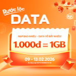 [Vietnamobile] Rước lộc data- Nạp 1K nhận ngay 1Gb data