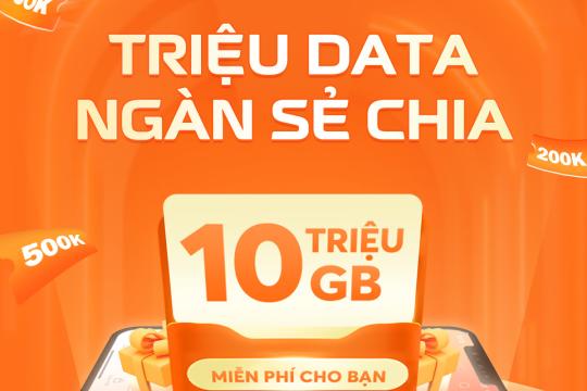TRIỆU DATA NGÀN SẺ CHIA - 10 TRIỆU GB MIỄN PHÍ CHO BẠN