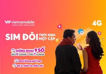 VIETNAMOBILE RA MẮT SIM ĐÔI “TRỜI SINH MỘT CẶP” GIÚP NGƯỜI DÙNG “YÊU THƯƠNG KHÔNG KHOẢNG CÁCH”
